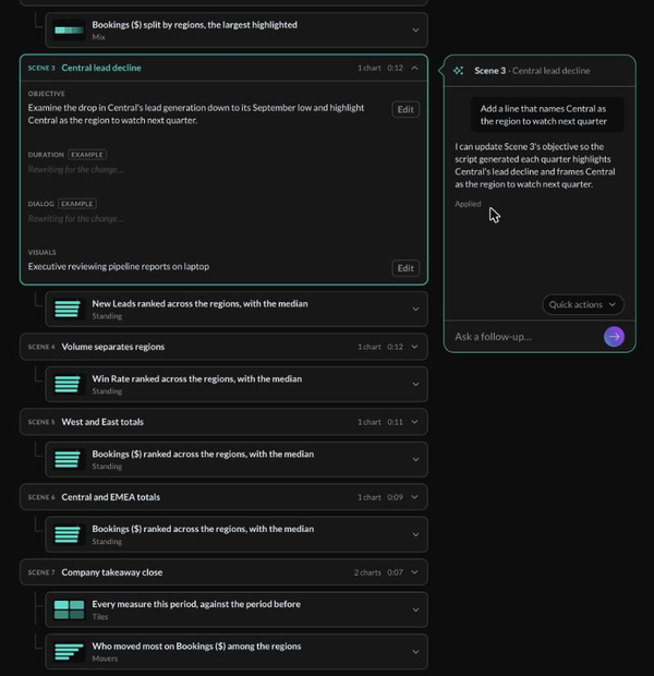 Data Stories step: Review the story before a single frame renders